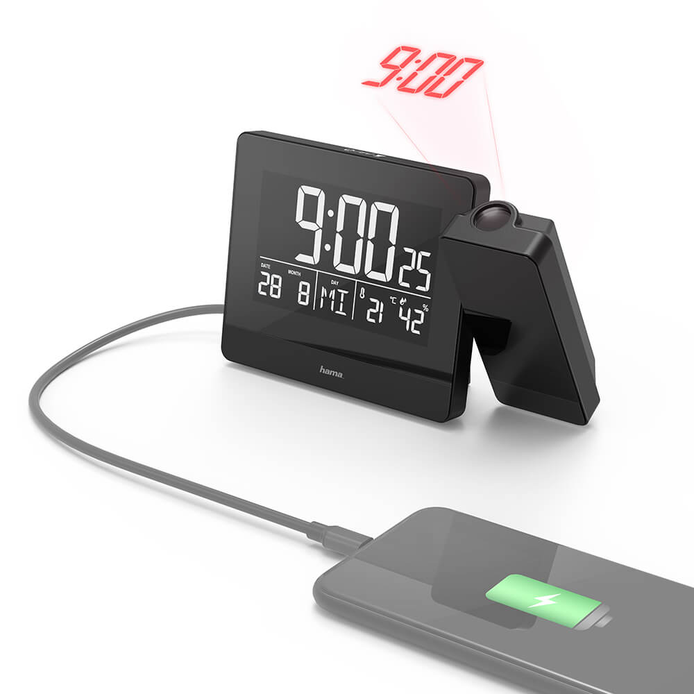 HAMA Vekkerklokke Projeksjon med USB lader