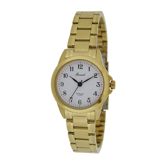 Bonett dameur double hvit skive tall safir 10atm 1433DHT