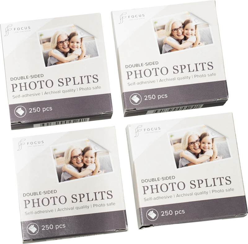 FOCUS  Fotoklebere / 2 sidig limlapper  250 stk x 4 til sammen 1000 lapper. Lim
