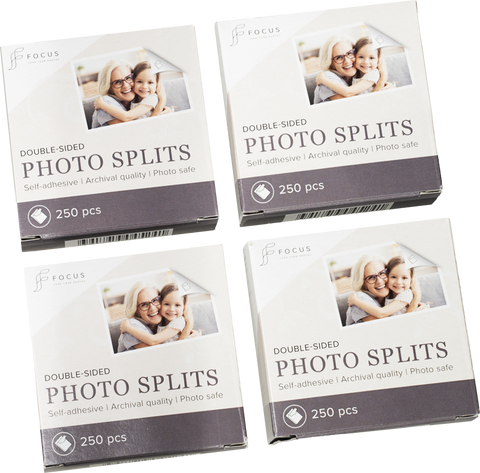 FOCUS  Fotoklebere / 2 sidig limlapper  250 stk x 4 til sammen 1000 lapper. Lim