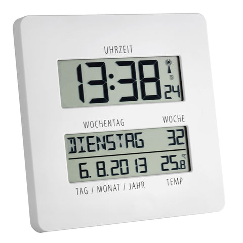 Digital radio-controlled clock VEGGKLOKKE MED TEMPERATUR, T60.4509.02